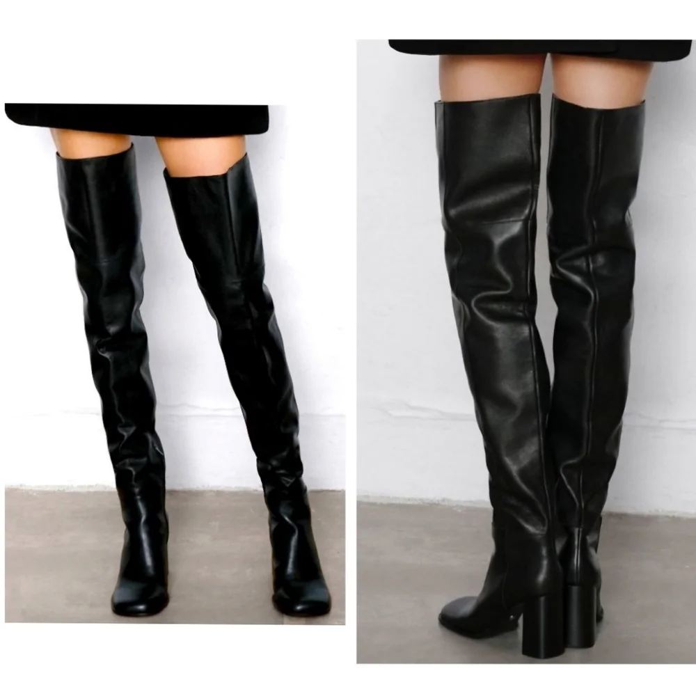 RARE Zara Studio Atelier Limited Edition Over The Knee Leather Heeled Boots